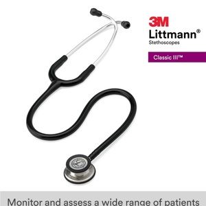 3M Littmann Classic III Monitoring Stethoscope, Black Tube, 27 inch, 5620